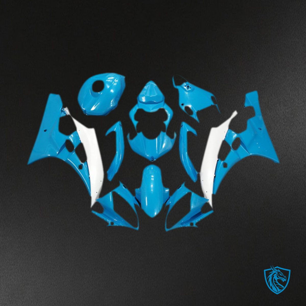 Yamaha R6 (2006-2007) Light Blue & White Motorcycle - Custom ABS Fairing Kit