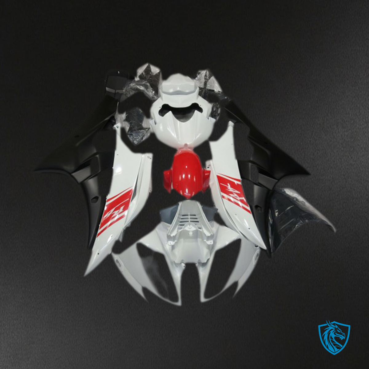 Yamaha R6 (2006-2007) White, Black & Red Motorcycle - Custom ABS Fairing Kit