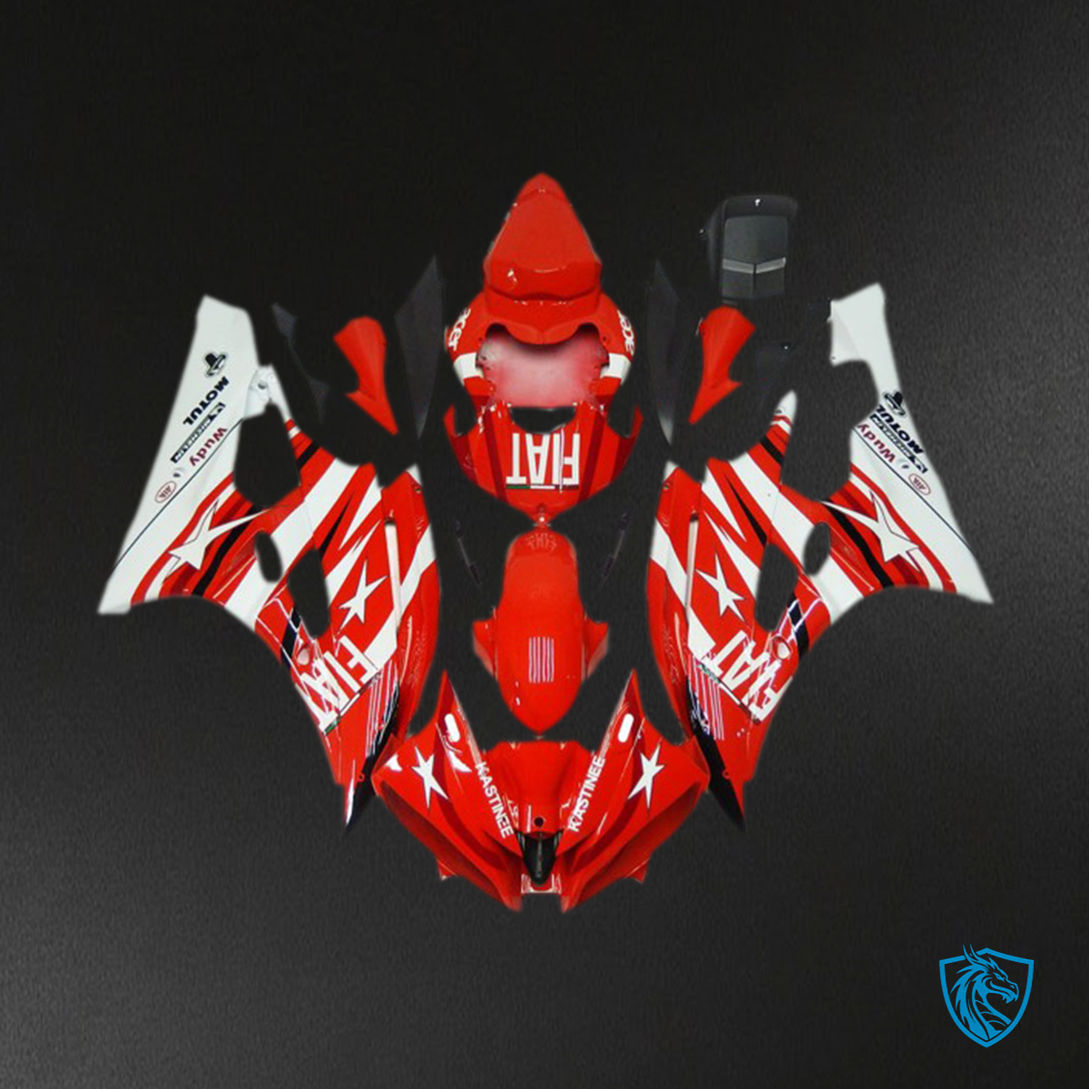 Yamaha R6 (2006-2007) Red & White Star Fiat Motorcycle - Aftermarket ABS Bodywork