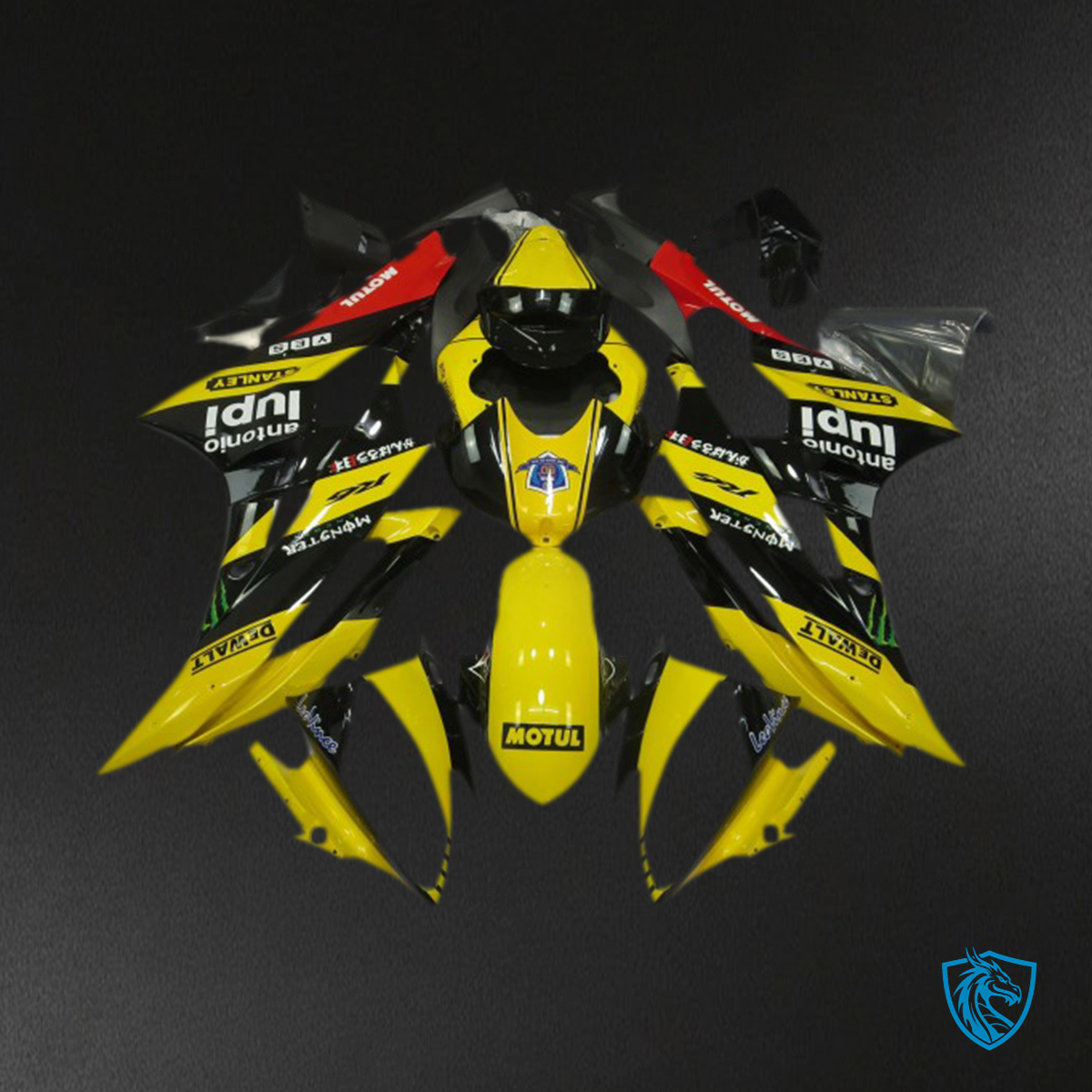 Yamaha R6 (2006-2007) Yellow, Black & Red Motul Fairings Kit - Aftermarket ABS Bodywork