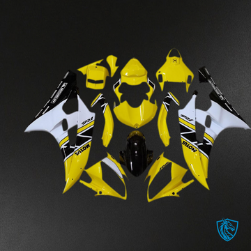 Yamaha R6 (2006-2007) Yellow, White & Black OEM Style - MERGEment Motorcycle Fairings Kit