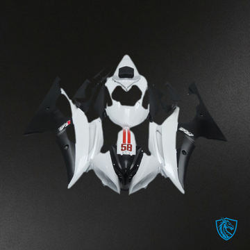 Yamaha R6 (2008-2016) 58 Sic White & Black Motorcycle - Custom ABS Fairing Kit