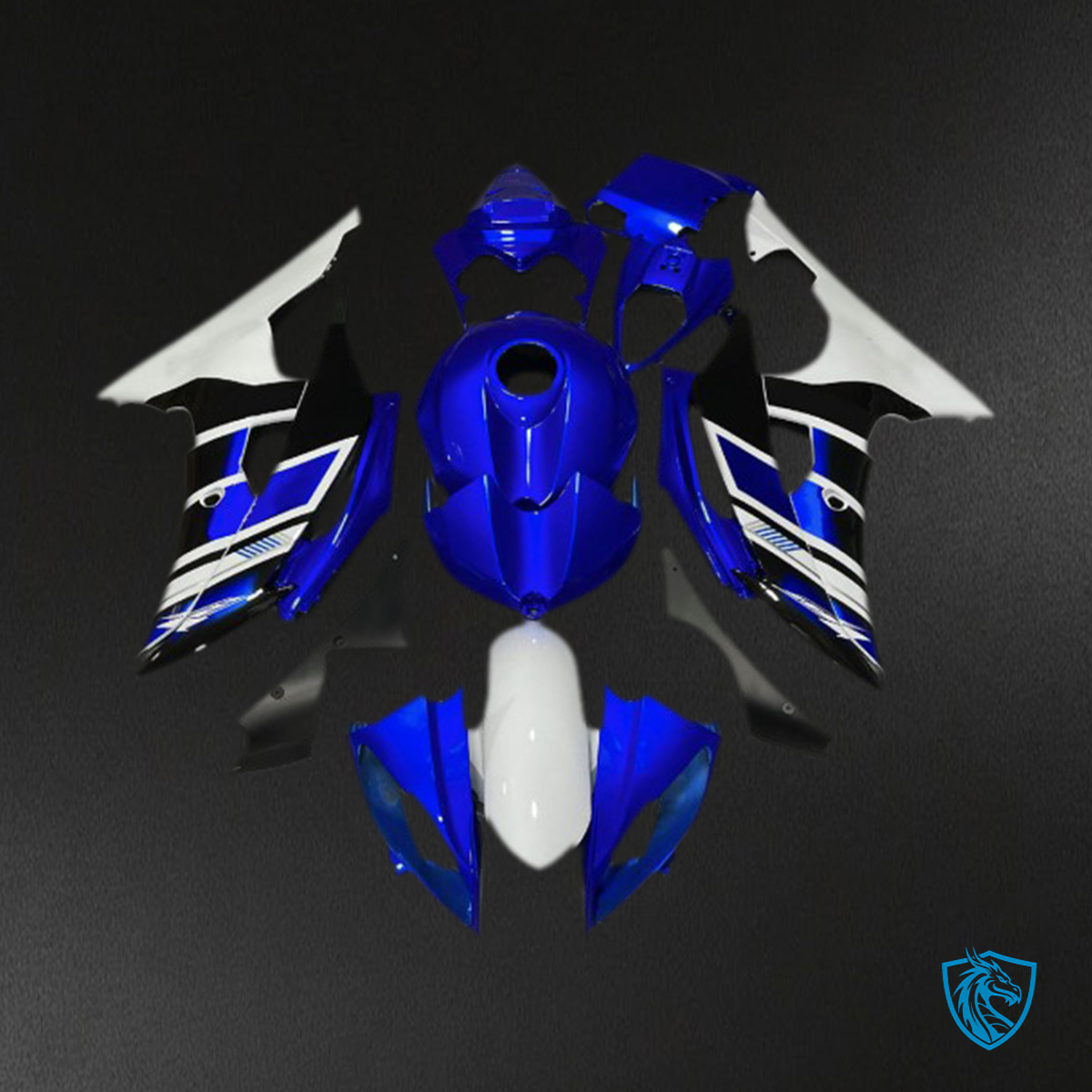 Yamaha R6 (2008-2016) Blue, Black & White Fairings Kit- Aftermarket ABS Bodywork
