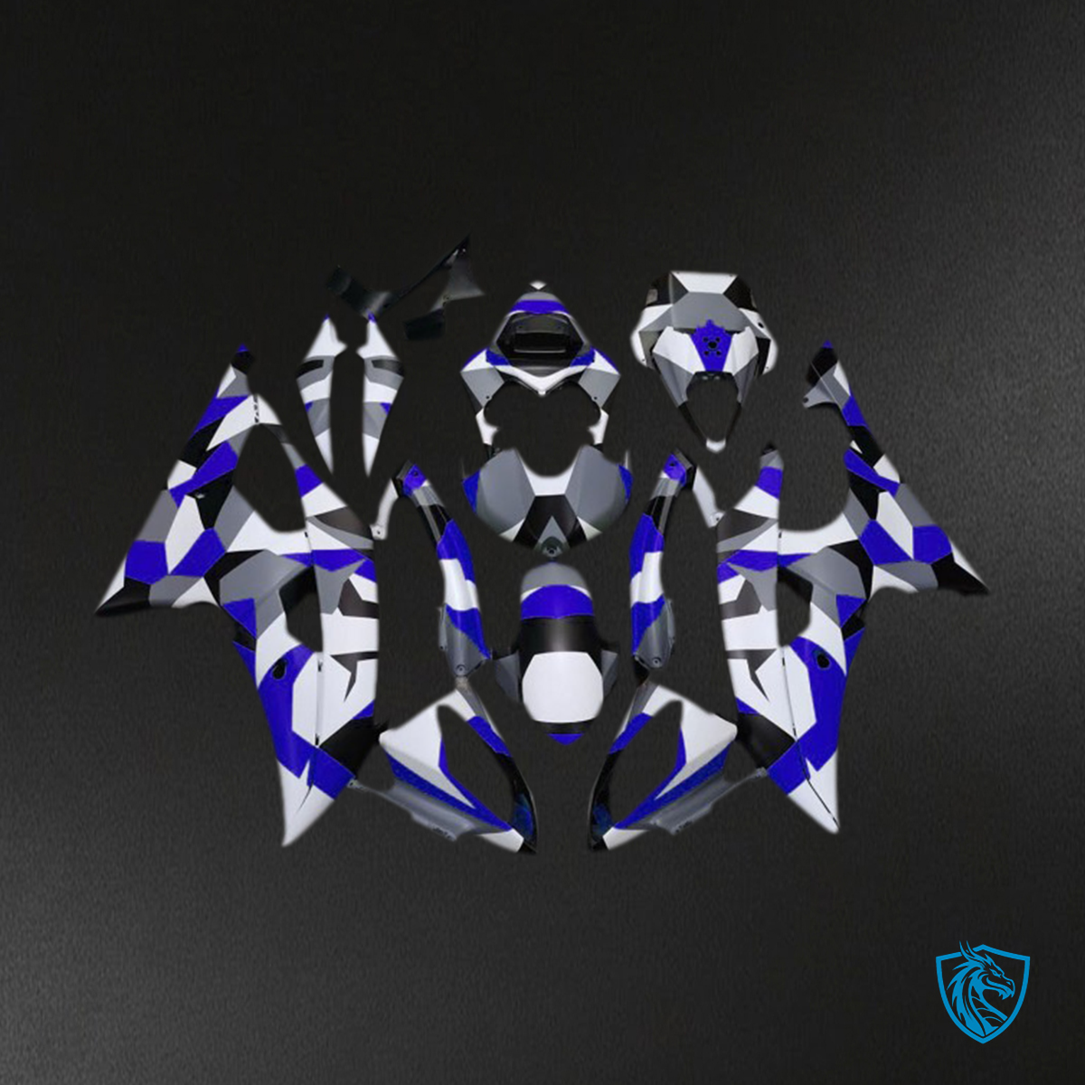 Yamaha R6 (2008-2016) Blue & White Camo Uni - MERGEment Motorcycle Fairings Kit