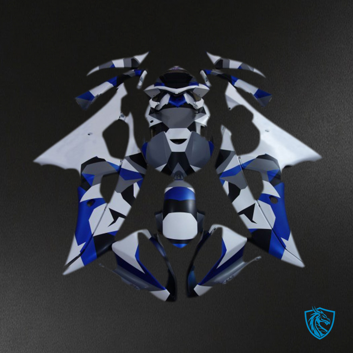 Yamaha R6 (2008-2016) Blue Snow White & Gray - MERGEment Motorcycle Fairings Kit