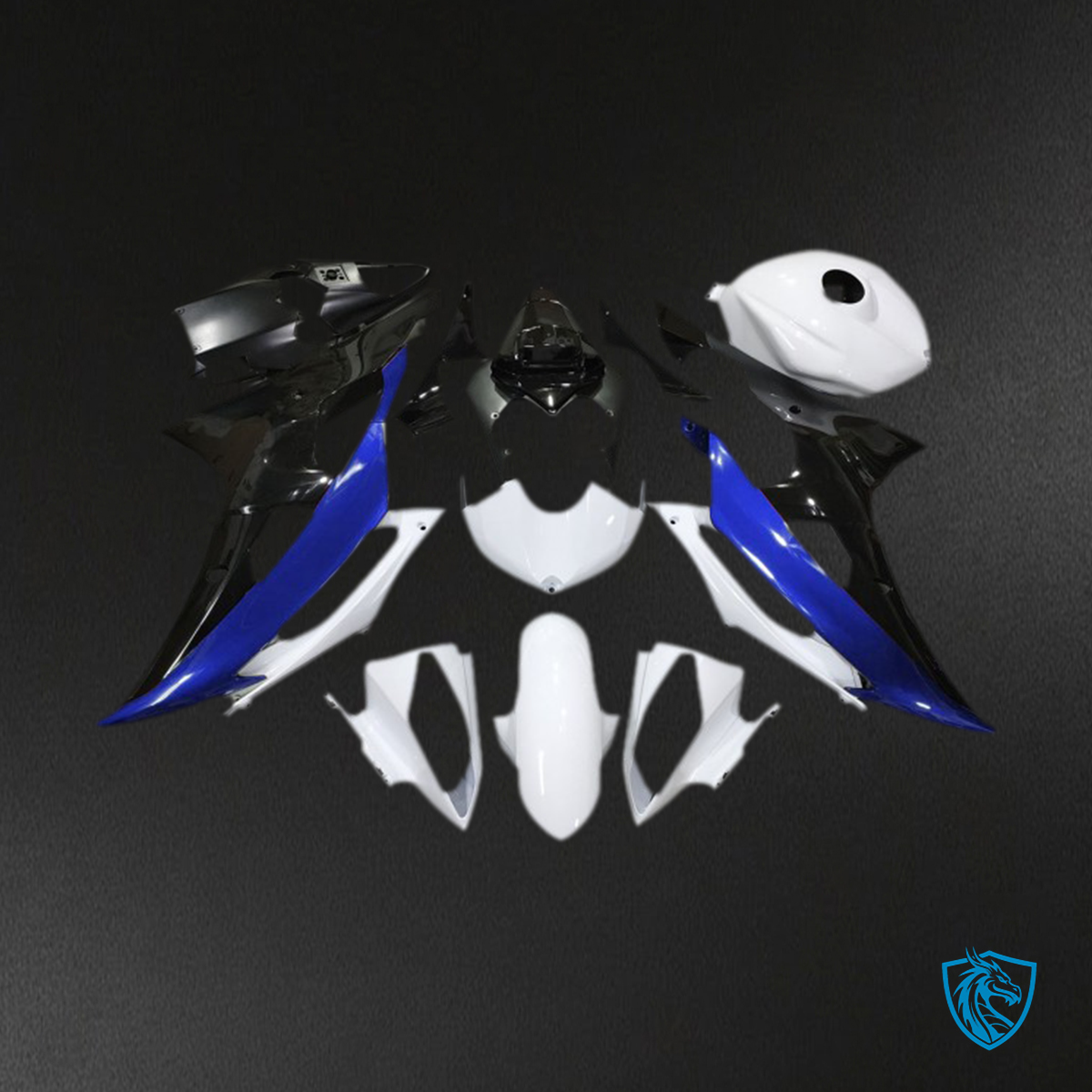 Yamaha R6 (2008-2016) Custom Blue, Black & White Motorcycle - Custom ABS Fairing Kit