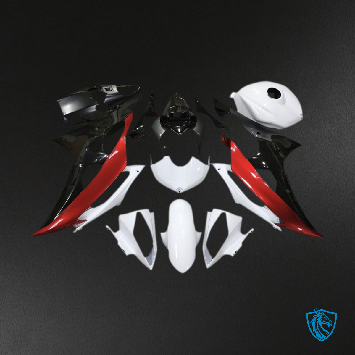 Yamaha R6 (2008-2016) Custom Red, Black & White Motorcycle Fairing Kit | ABS Bodywork
