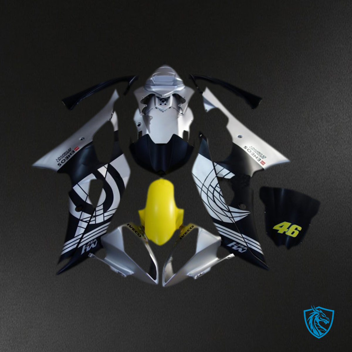 Yamaha R6 (2008-2016) White, Black, Silver & Yellow  46 - MERGEment Motorcycle Fairings Kit