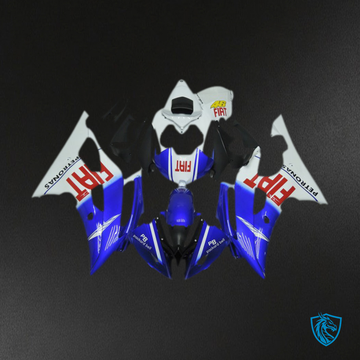 Yamaha R6 (2008-2016) Fiat Fade Blue & White Motorcycle - Custom ABS Fairing Kit