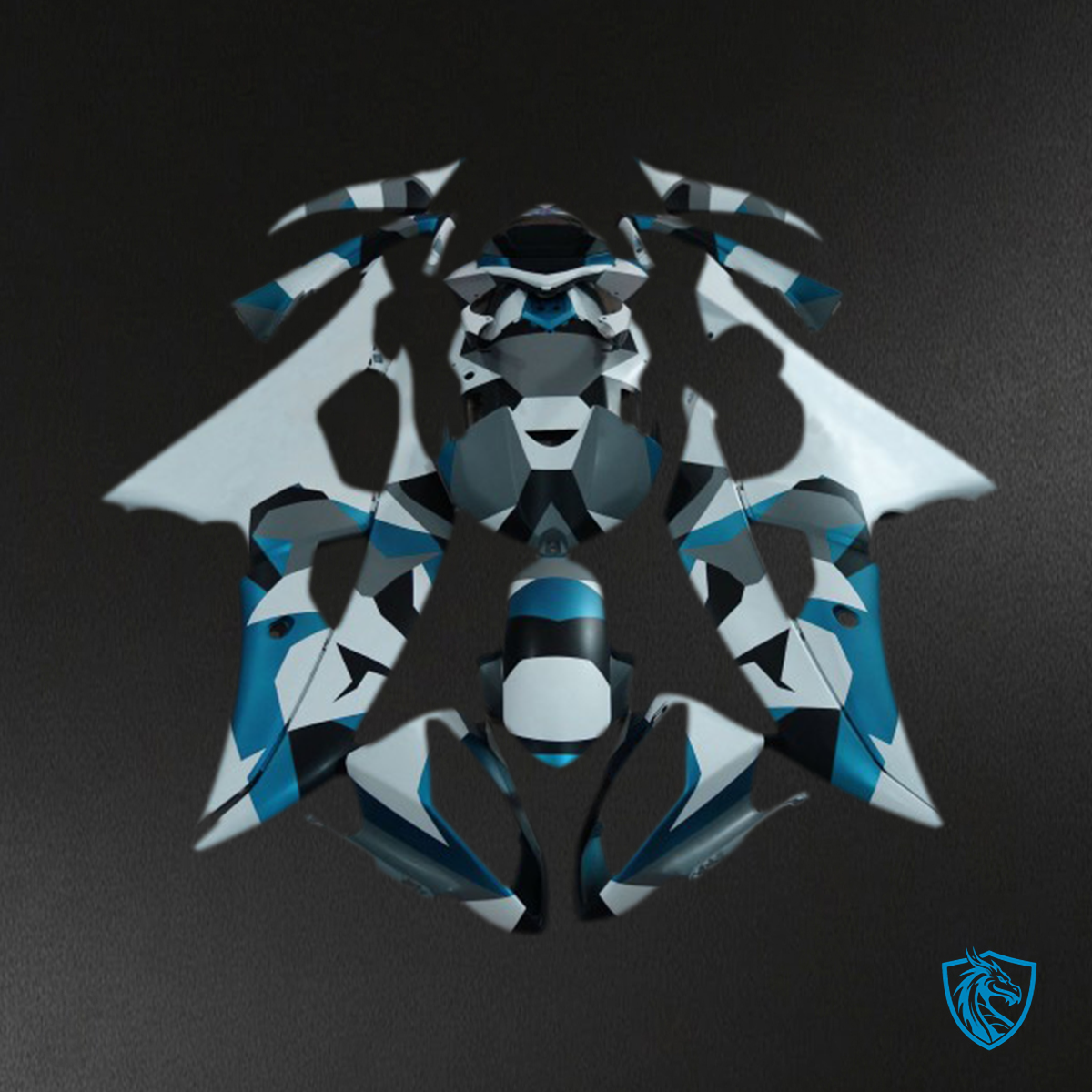Yamaha R6 (2008-2016) Blue, White & Gray Camo - MERGEment Motorcycle Fairings Kit