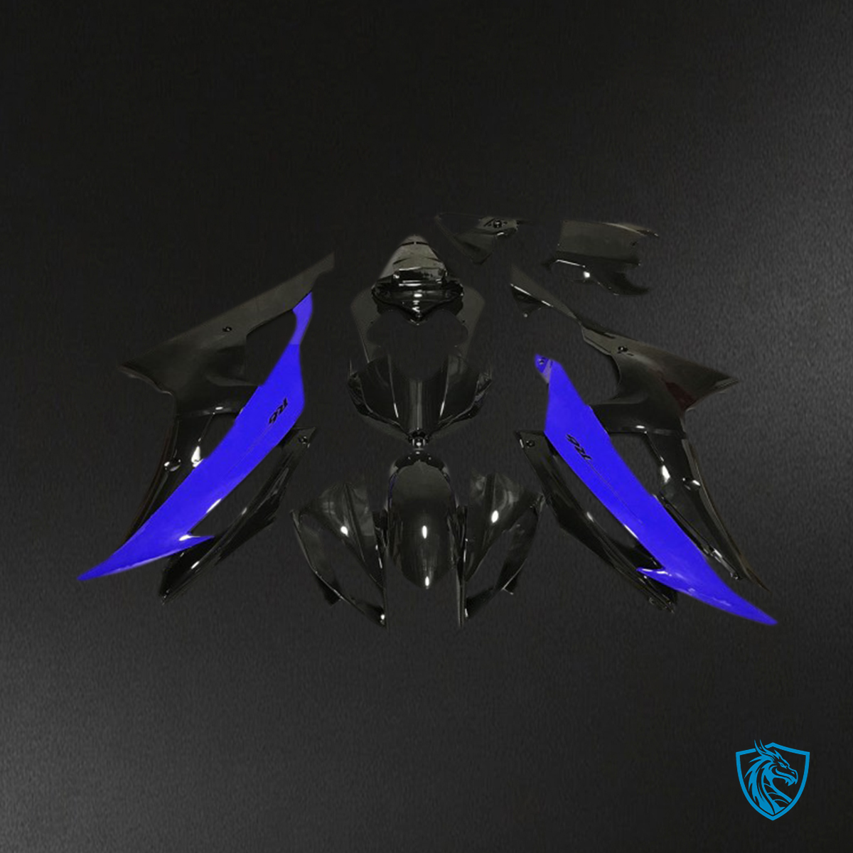 Yamaha R6 (2008-2016) Gloss Black & Blue Motorcycle - Custom ABS Fairing Kit