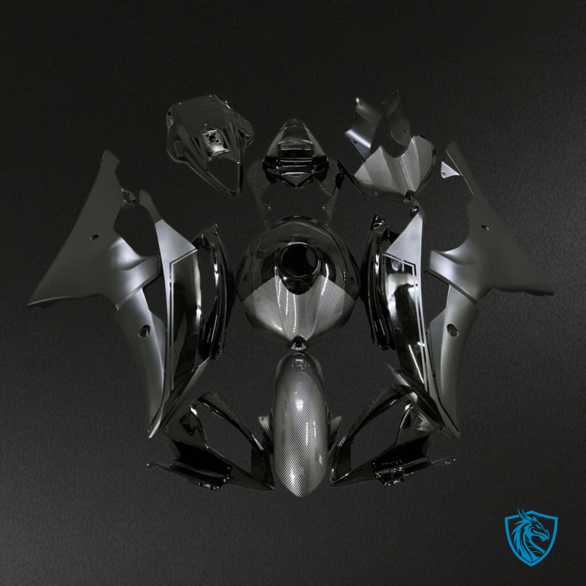 Yamaha R6 (2008-2016) Black & Gray - MERGEment Motorcycle Fairings Kit