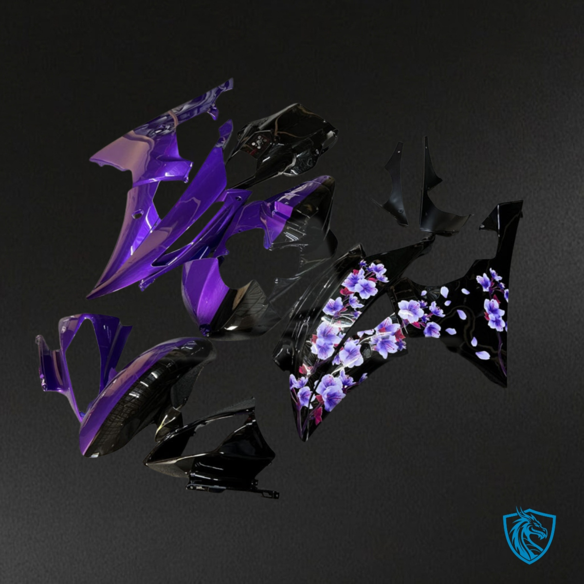 Yamaha R6 (2008-2016) Gloss Black & Purple Cherry - Custom ABS Fairing Kit