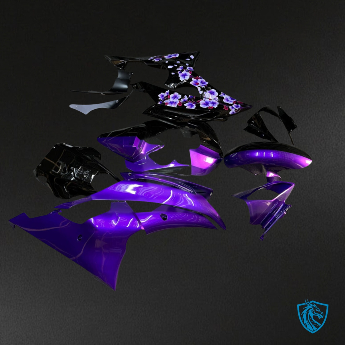 Yamaha R6 (2008-2016) Gloss Black & Purple Cherry - Custom ABS Fairing Kit