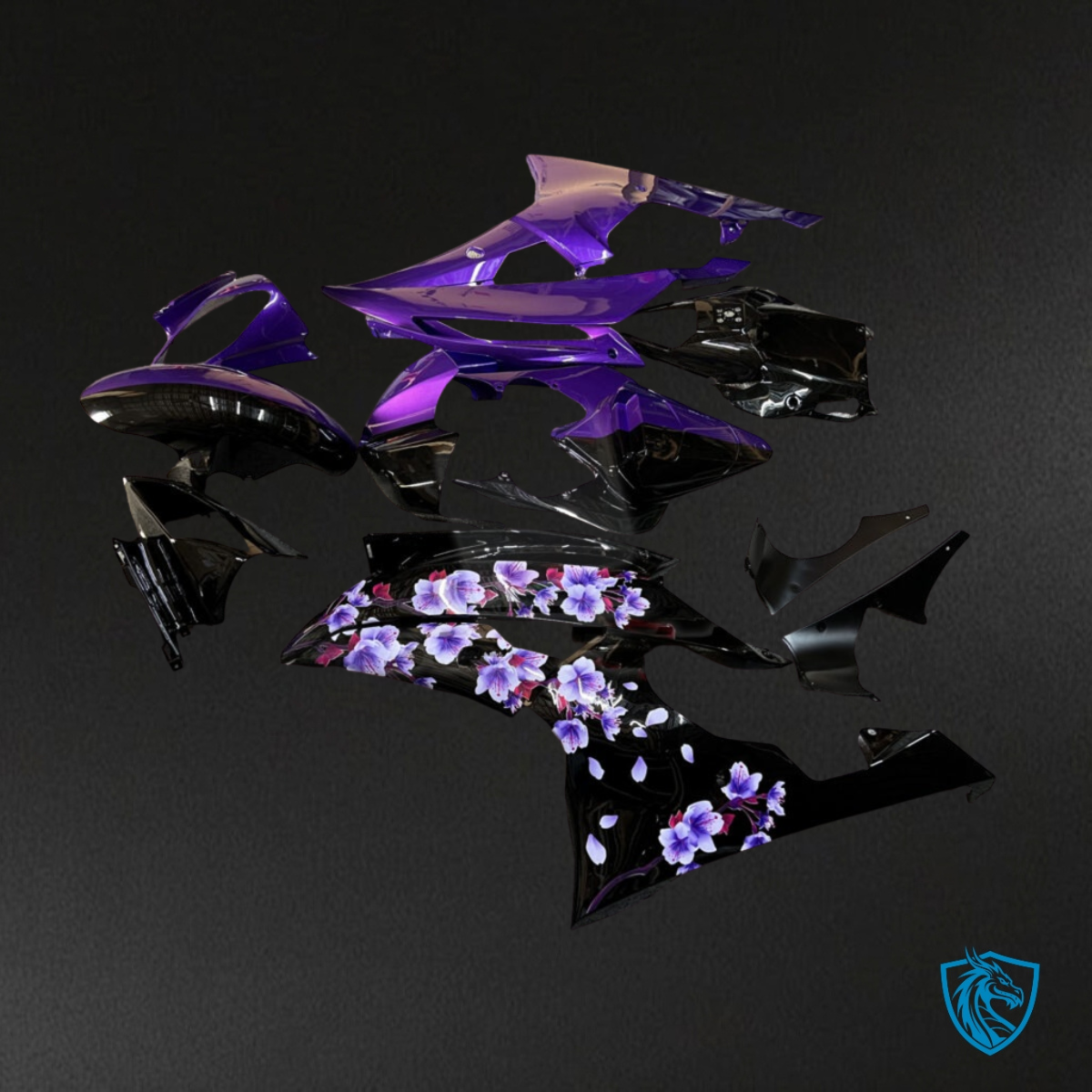 Yamaha R6 (2008-2016) Gloss Black & Purple Cherry - Custom ABS Fairing Kit