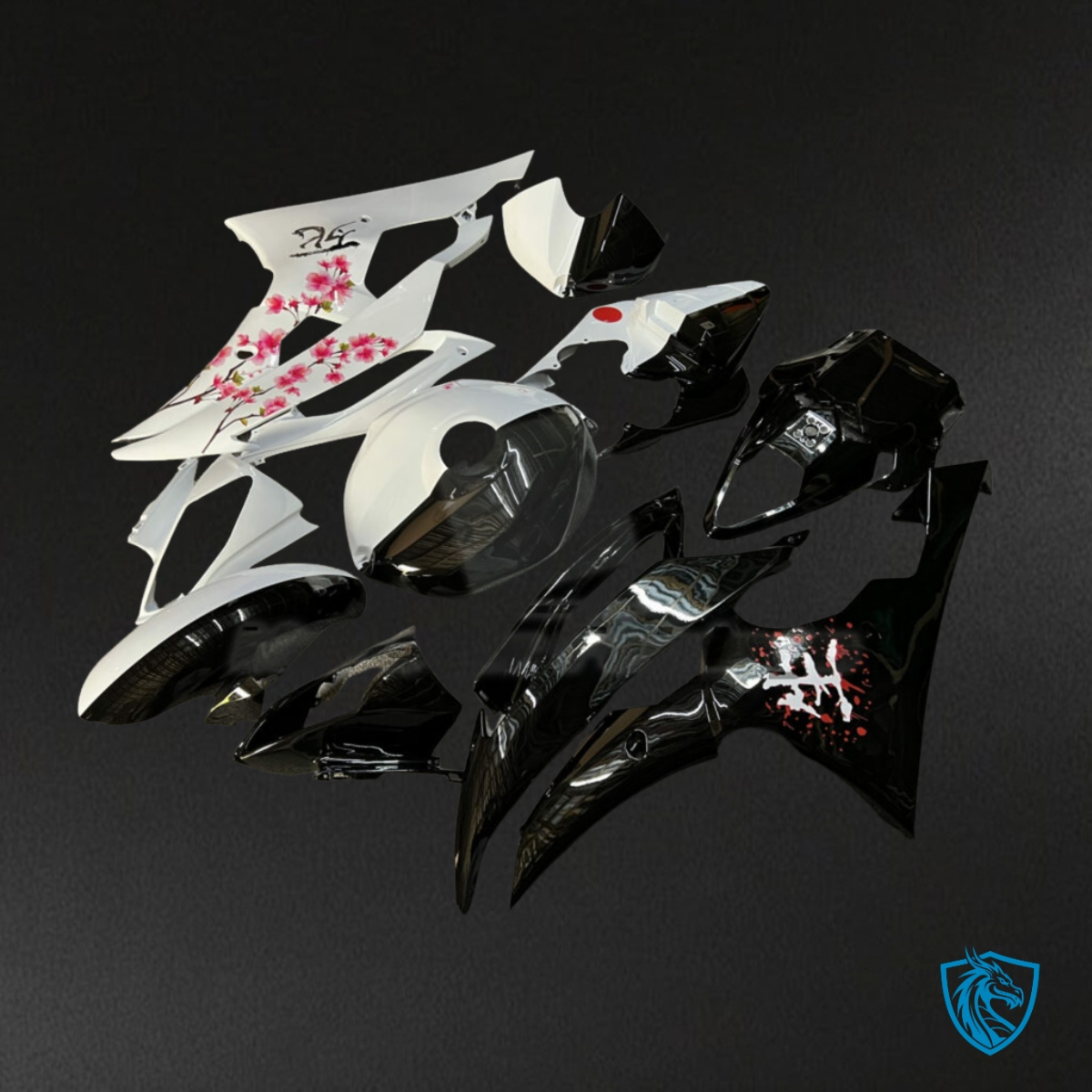 Yamaha R6 (2008-2016) Gloss Black & White - MERGEment Motorcycle Fairings Kit