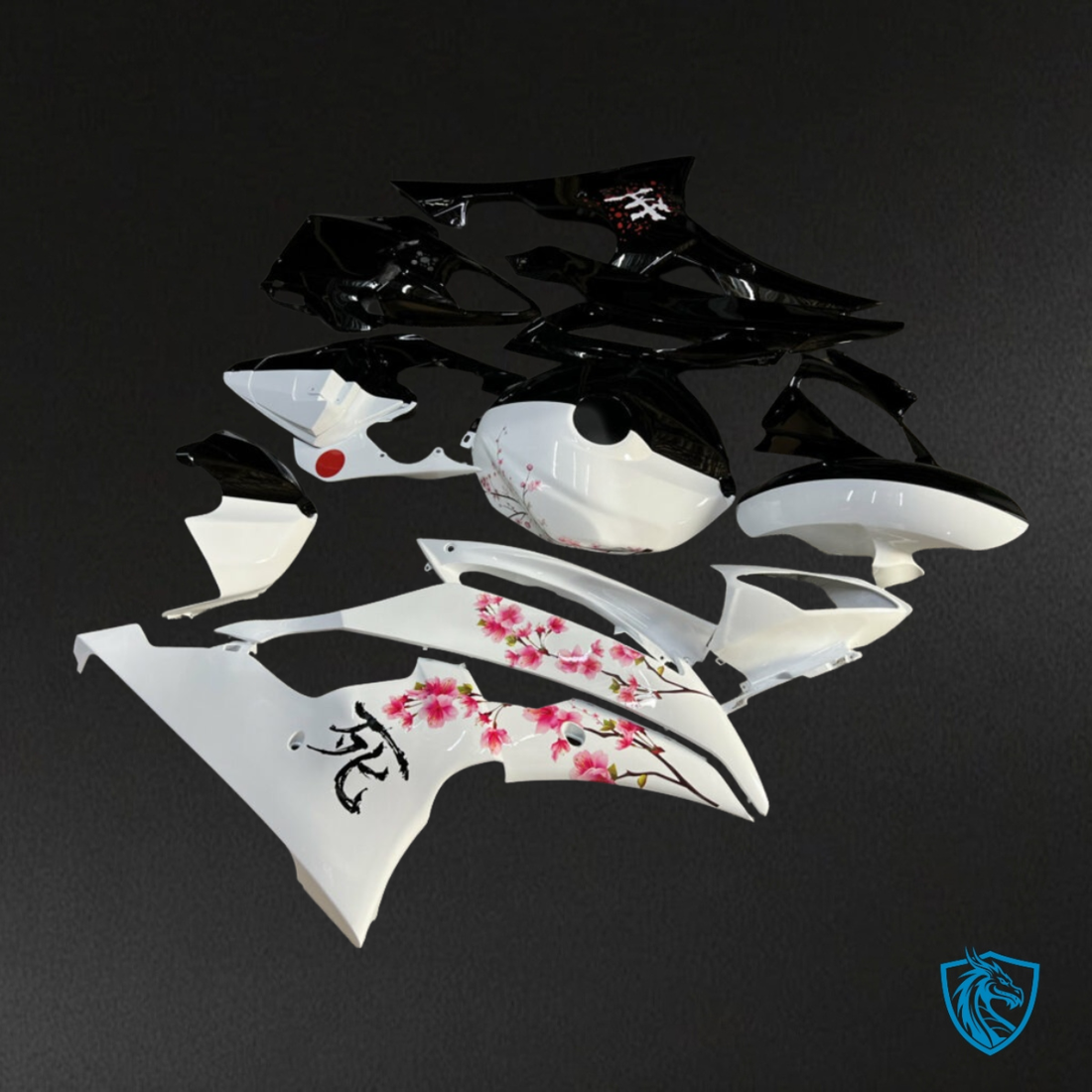 Yamaha R6 (2008-2016) Gloss Black & White - MERGEment Motorcycle Fairings Kit