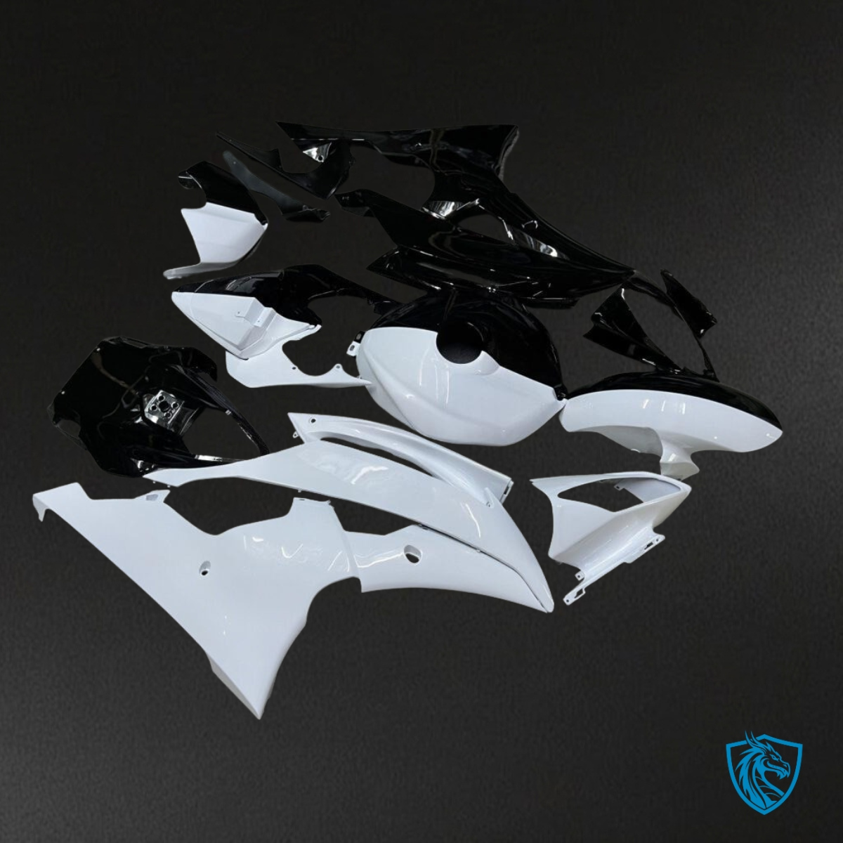Yamaha R6 (2008-2016) Gloss Black & White - Custom ABS Fairing Kit