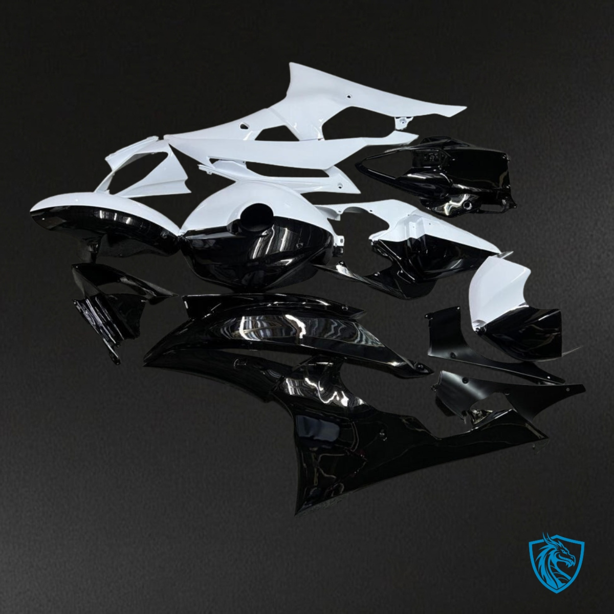 Yamaha R6 (2008-2016) Gloss Black & White - Custom ABS Fairing Kit