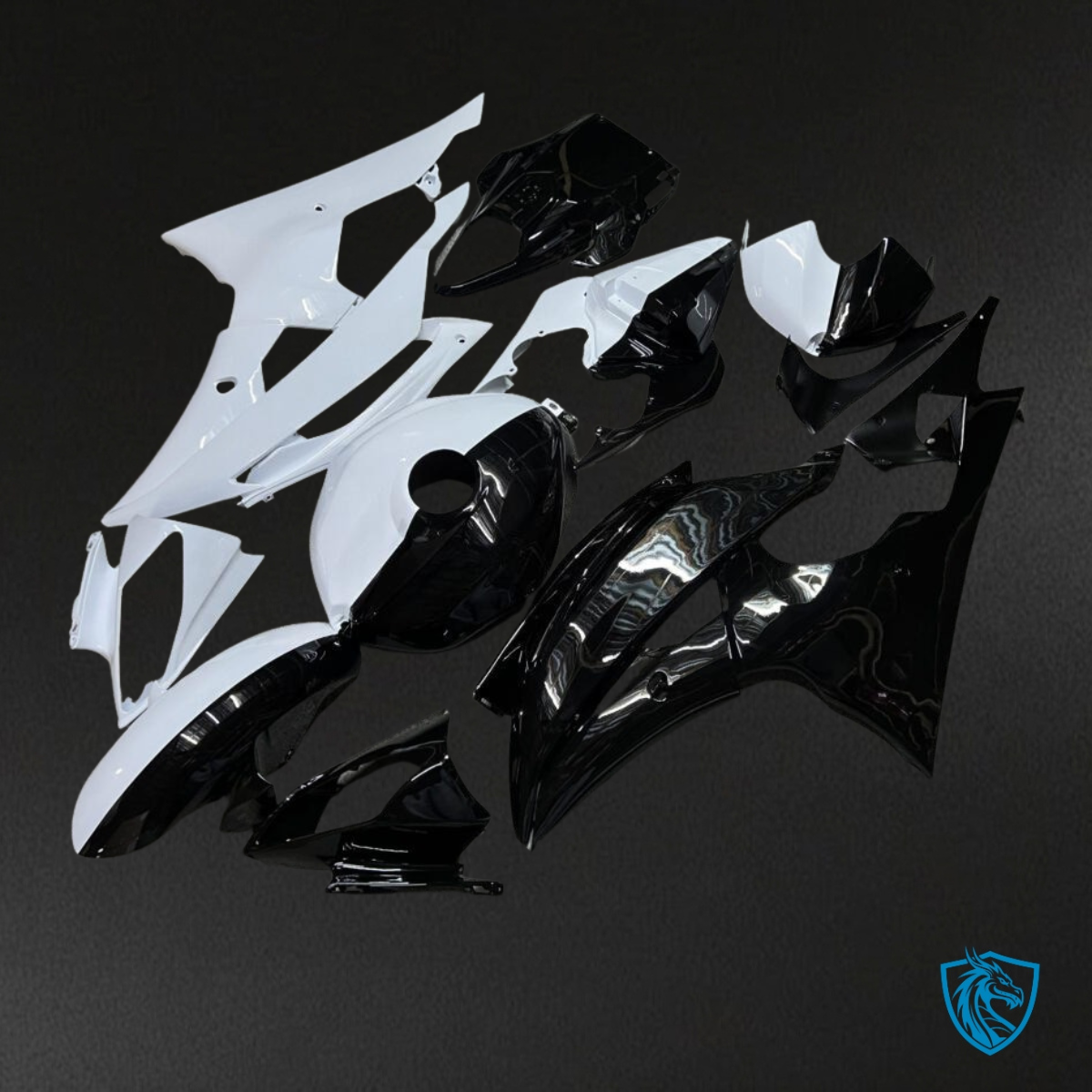 Yamaha R6 (2008-2016) Gloss Black & White - Custom ABS Fairing Kit