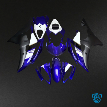 Yamaha R6 (2008-2016) Gloss Deep Blue, Black & White - Custom ABS Fairing Kit