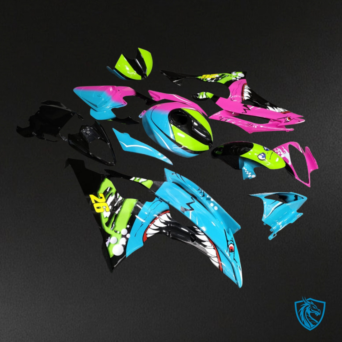 Yamaha R6 (2008-2016) Light Blue & Pink Shark - MERGEment Motorcycle Fairings Kit