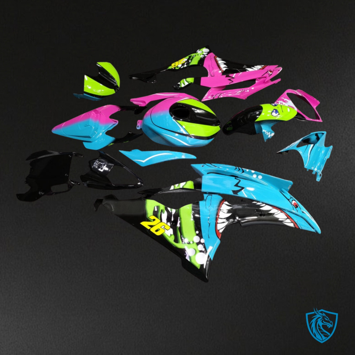 Yamaha R6 (2008-2016) Light Blue & Pink Shark - MERGEment Motorcycle Fairings Kit