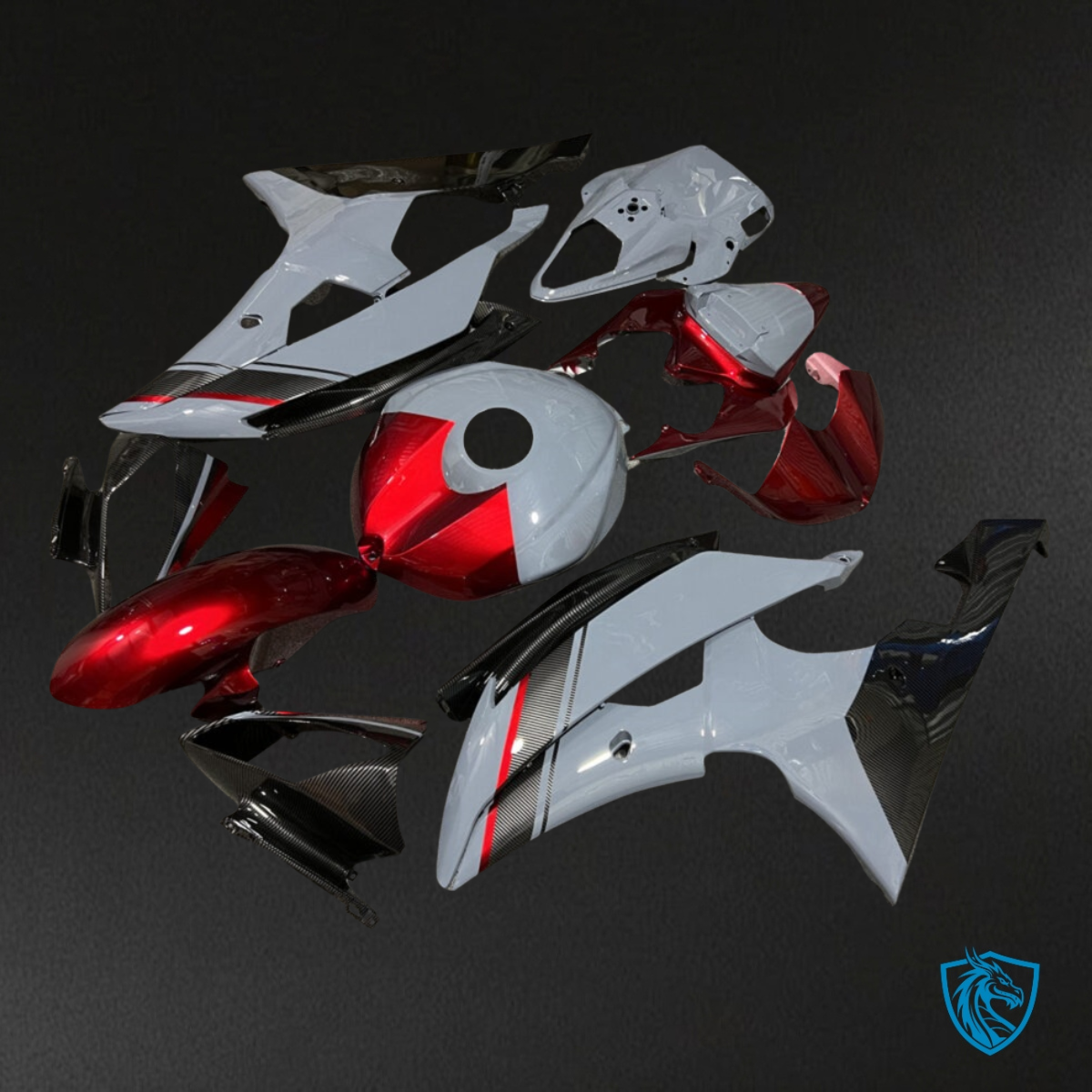 Yamaha R6 (2008-2016) Gloss Nardo Gray & Red Fairing Kit | ABS Bodywork