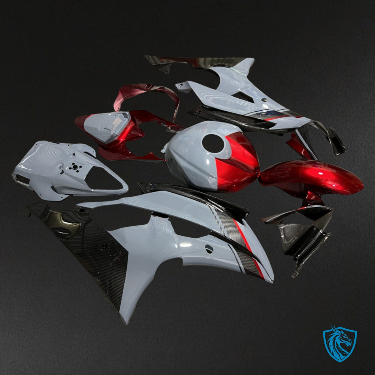 Yamaha R6 (2008-2016) Gloss Nardo Gray & Red Fairing Kit | ABS Bodywork