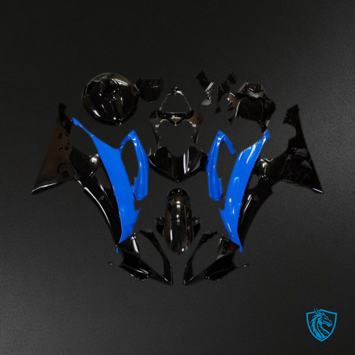 Yamaha R6 (2008-2016) Glossy Blue & Black Motorcycle Fairing Kit | ABS Bodywork