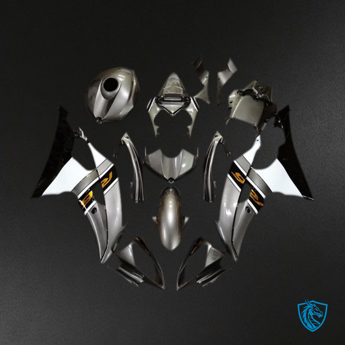 Yamaha R6 (2008-2016) Glossy Gray & Bronze Fairings Kit - Aftermarket ABS Bodywork