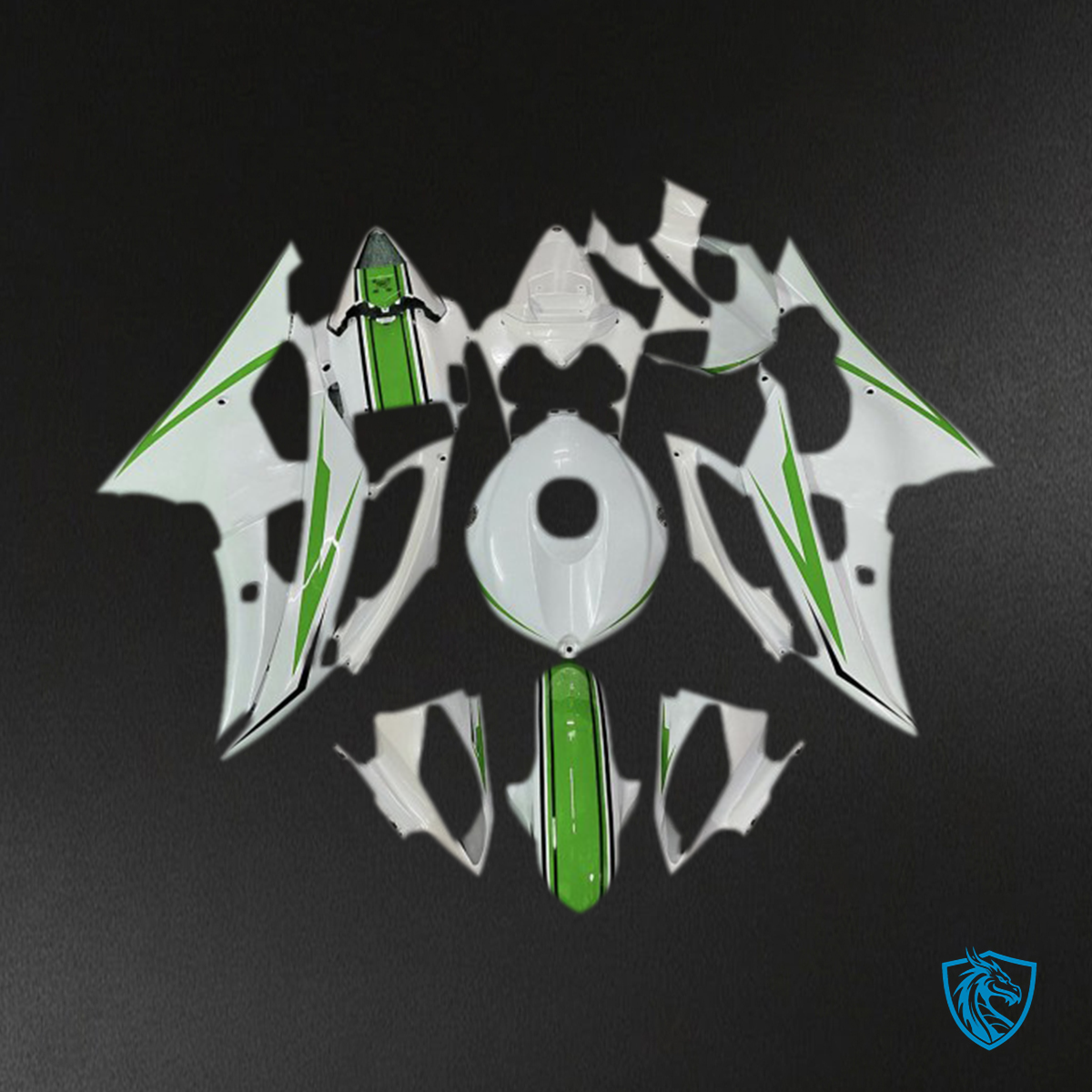 Yamaha R6 (2008-2016) Glossy White & Green Motorcycle Fairing Kit | ABS Bodywork
