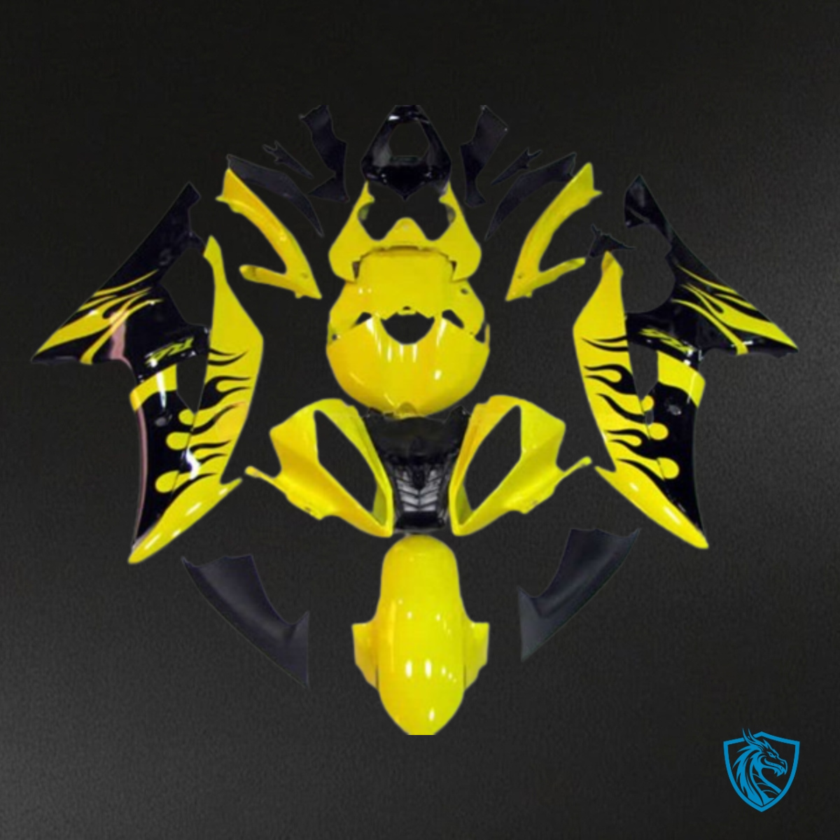 Yamaha R6 (2008-2016) Yellow & Black Flame - MERGEment Motorcycle Fairings Kit