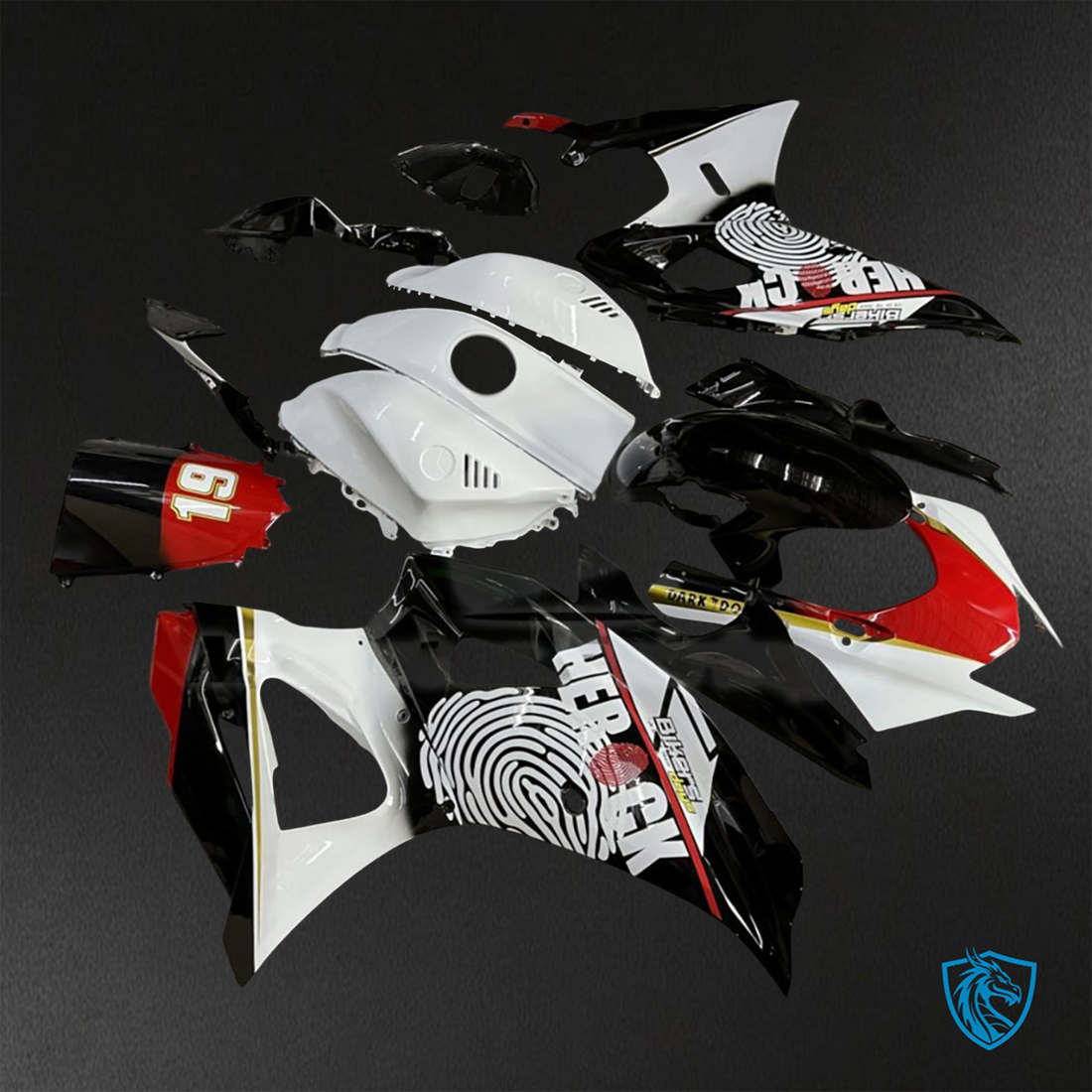 Yamaha R7 (2021-2025) White, Black & Red FingerPrint - Replacement Motorcycle Fairings Kit