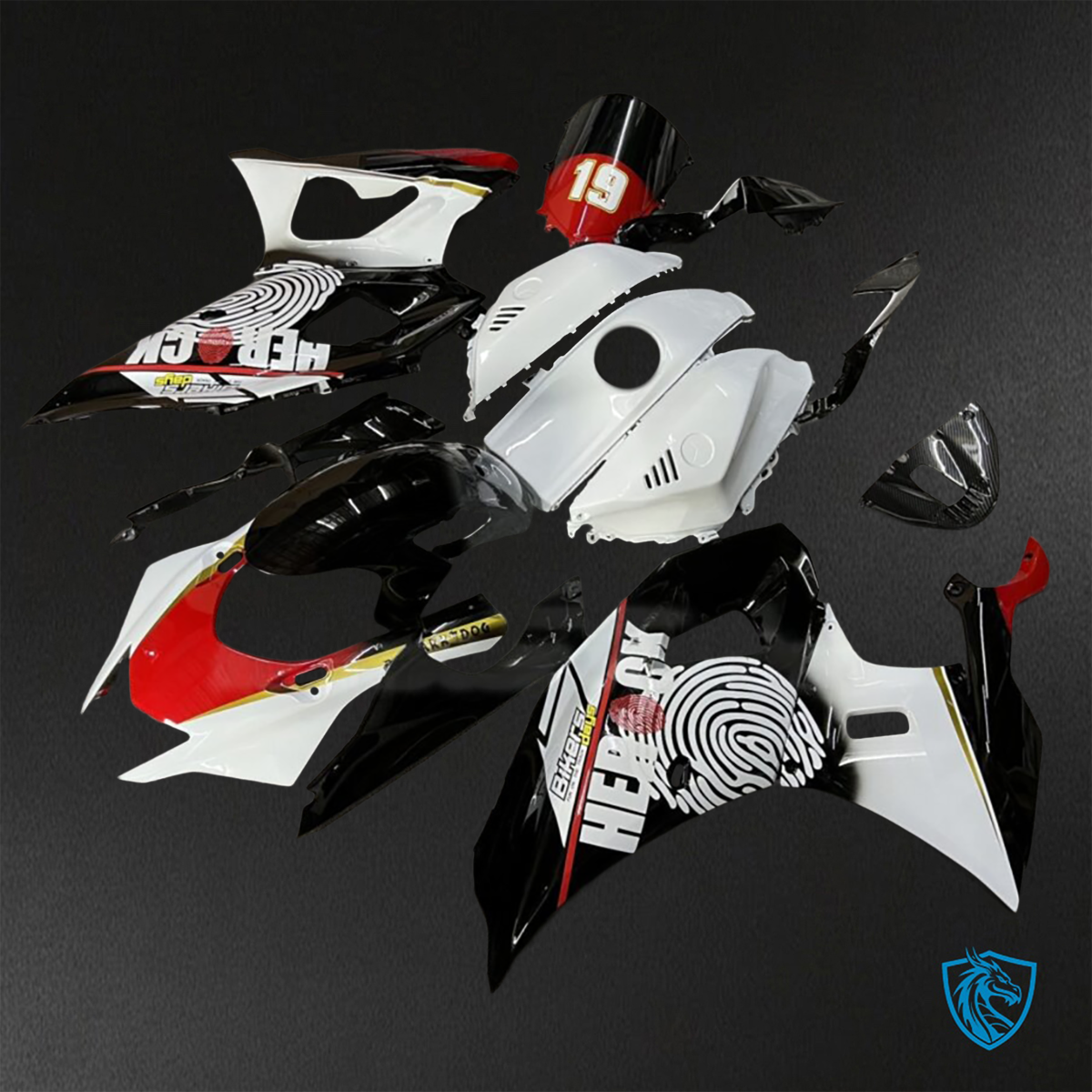 Yamaha R7 (2021-2025) White, Black & Red FingerPrint - Replacement Motorcycle Fairings Kit