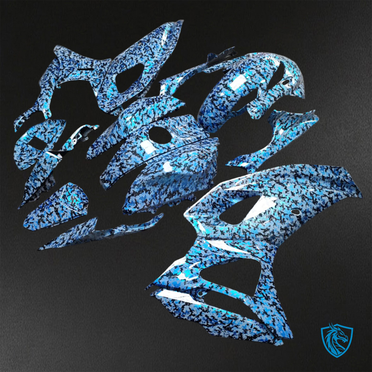 Yamaha R7 (2021-2025) Blue & Black Camo Fairings Kit - Aftermarket ABS Bodywork
