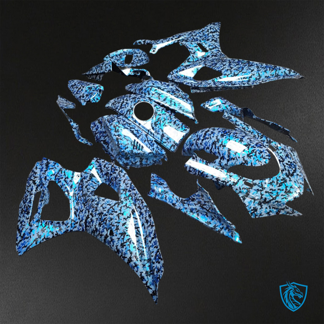 Yamaha R7 (2021-2025) Blue & Black Camo Fairings Kit - Aftermarket ABS Bodywork