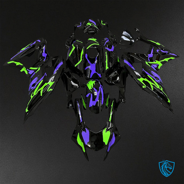 Yamaha R7 (2021-2025) Gloss Black, Purple & Green Camo Fairings Kit - Aftermarket ABS Bodywork