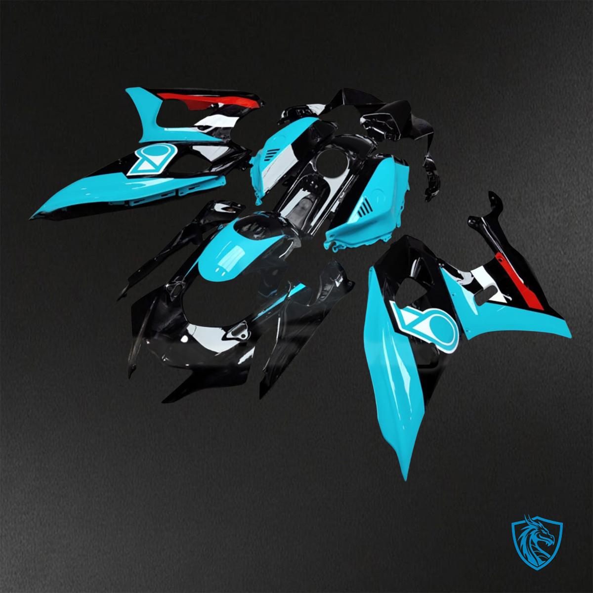 Yamaha R7 (2021-2025) Gloss Black, Aqua & Red Petronas ABS Bodywork - Fairings Kit