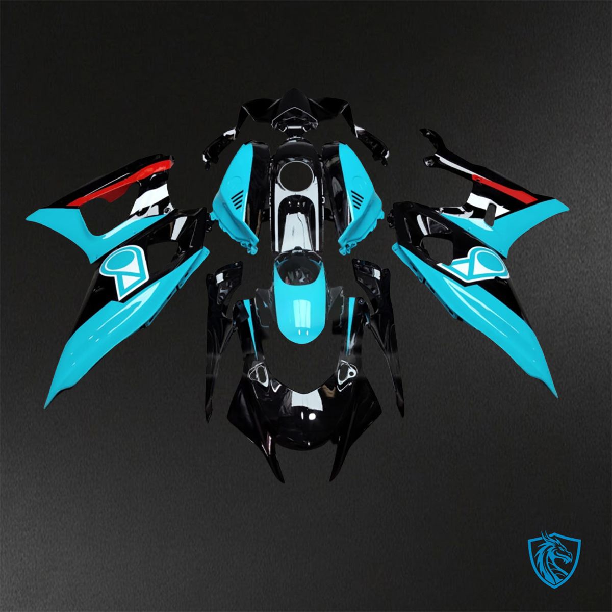 Yamaha R7 (2021-2025) Gloss Black, Aqua & Red Petronas ABS Bodywork - Fairings Kit