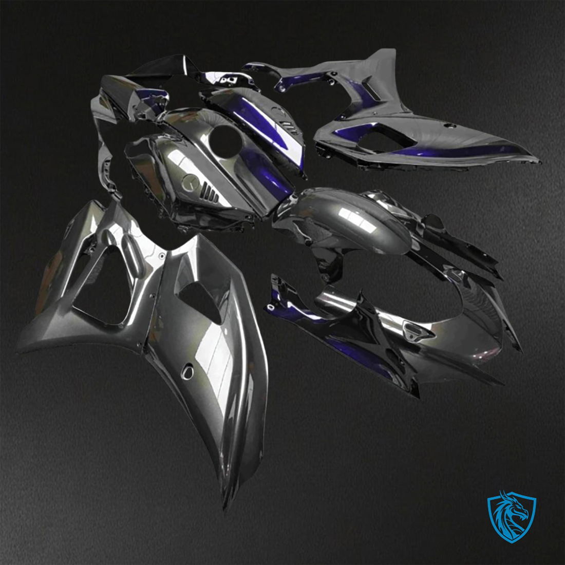 Yamaha R7 (2021-2025) Gloss Black & Blue Iridescent Fairings Kit - Aftermarket ABS Bodywork