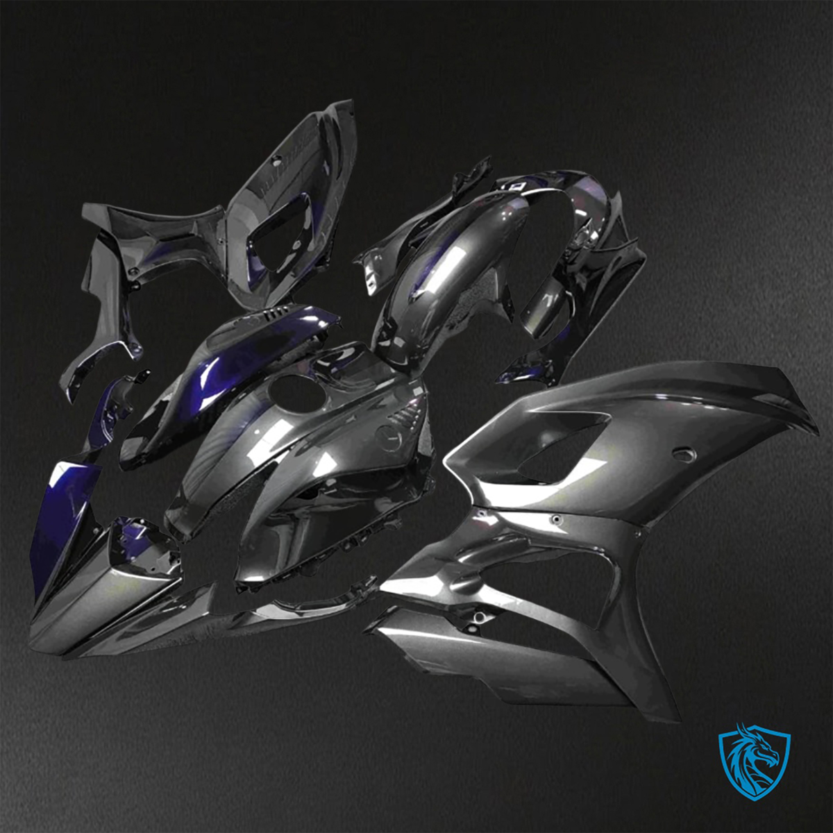 Yamaha R7 (2021-2025) Gloss Black & Blue Iridescent Fairings Kit - Aftermarket ABS Bodywork