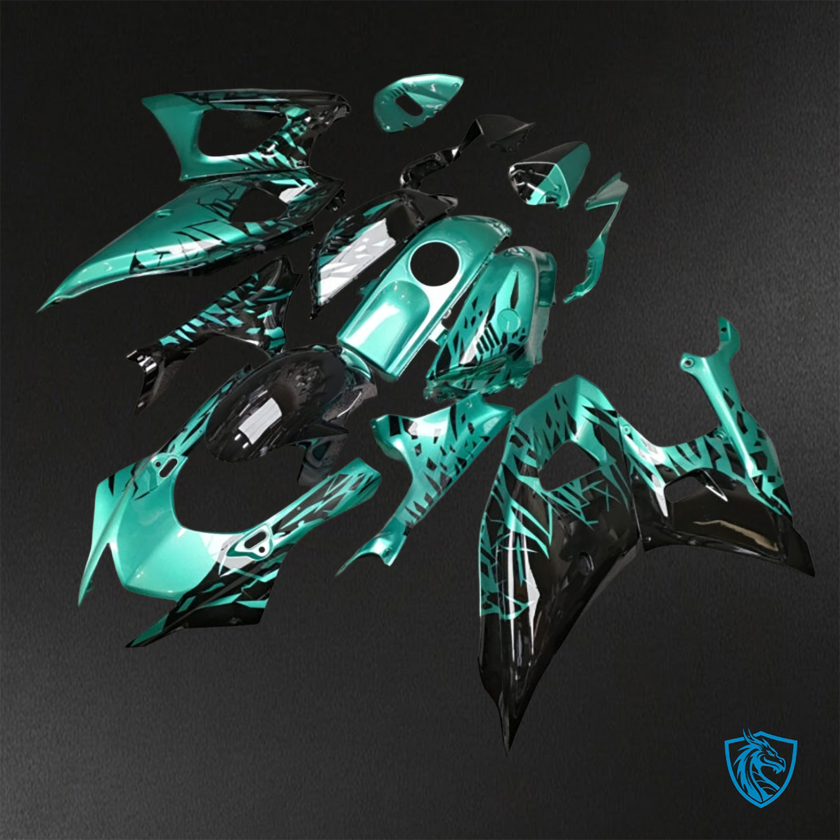 Yamaha R7 (2021-2025) Gloss Black & Green Shattered Split - Custom ABS Fairing Kit
