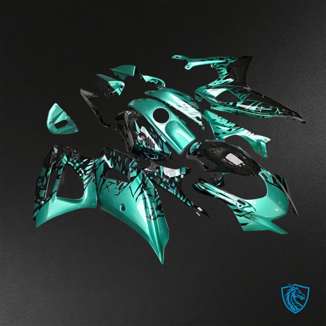 Yamaha R7 (2021-2025) Gloss Black & Green Shattered Split - Custom ABS Fairing Kit