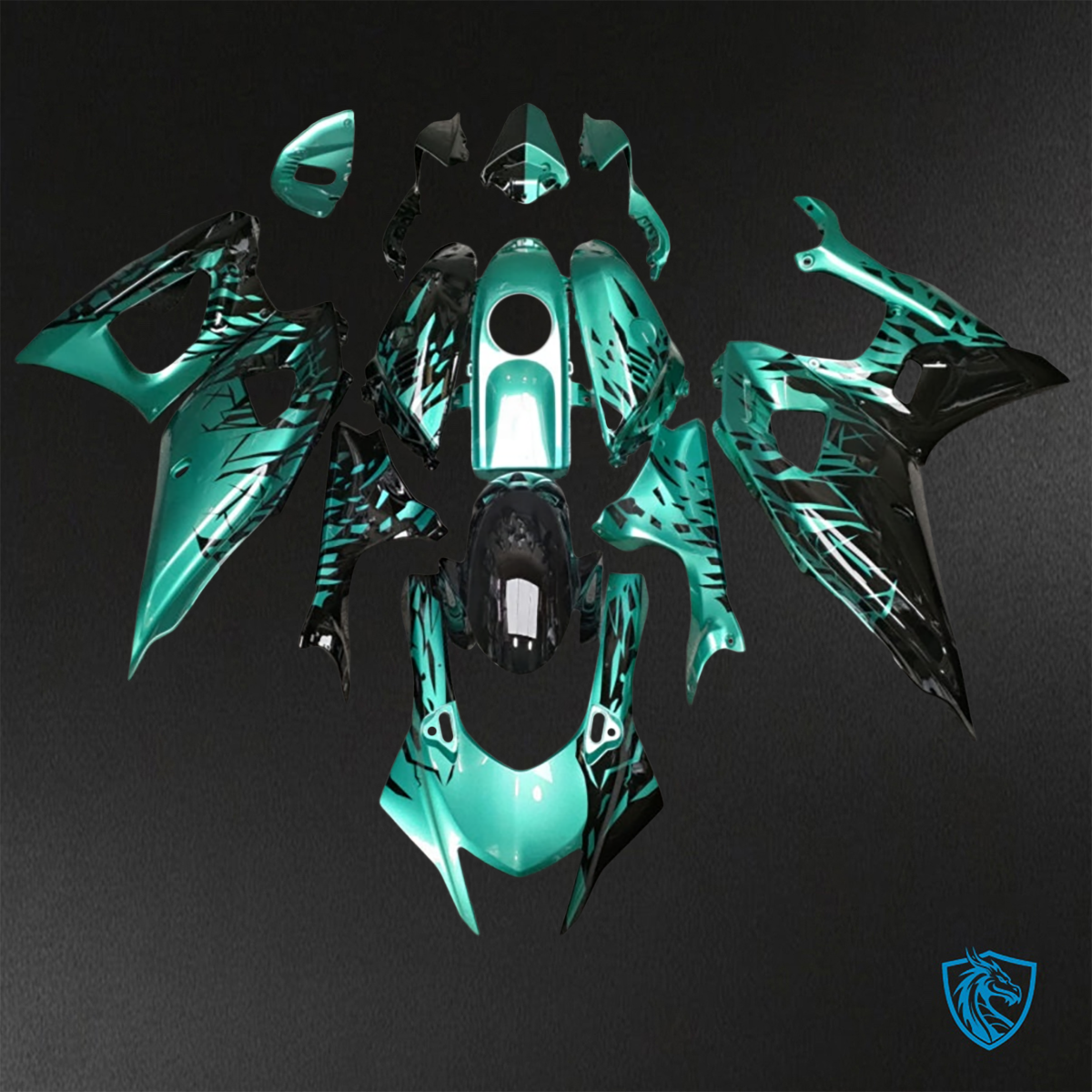Yamaha R7 (2021-2025) Gloss Black & Green Shattered Split - Custom ABS Fairing Kit