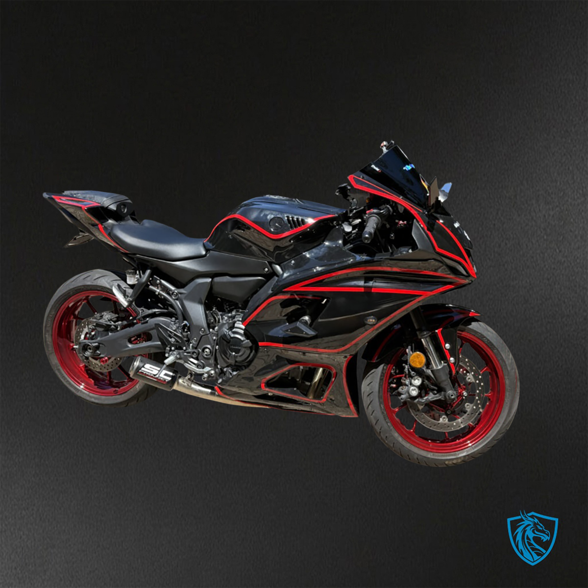 Yamaha R7 (2021-2025) Gloss Black & Red Lines ABS Bodywork - Fairings Kit