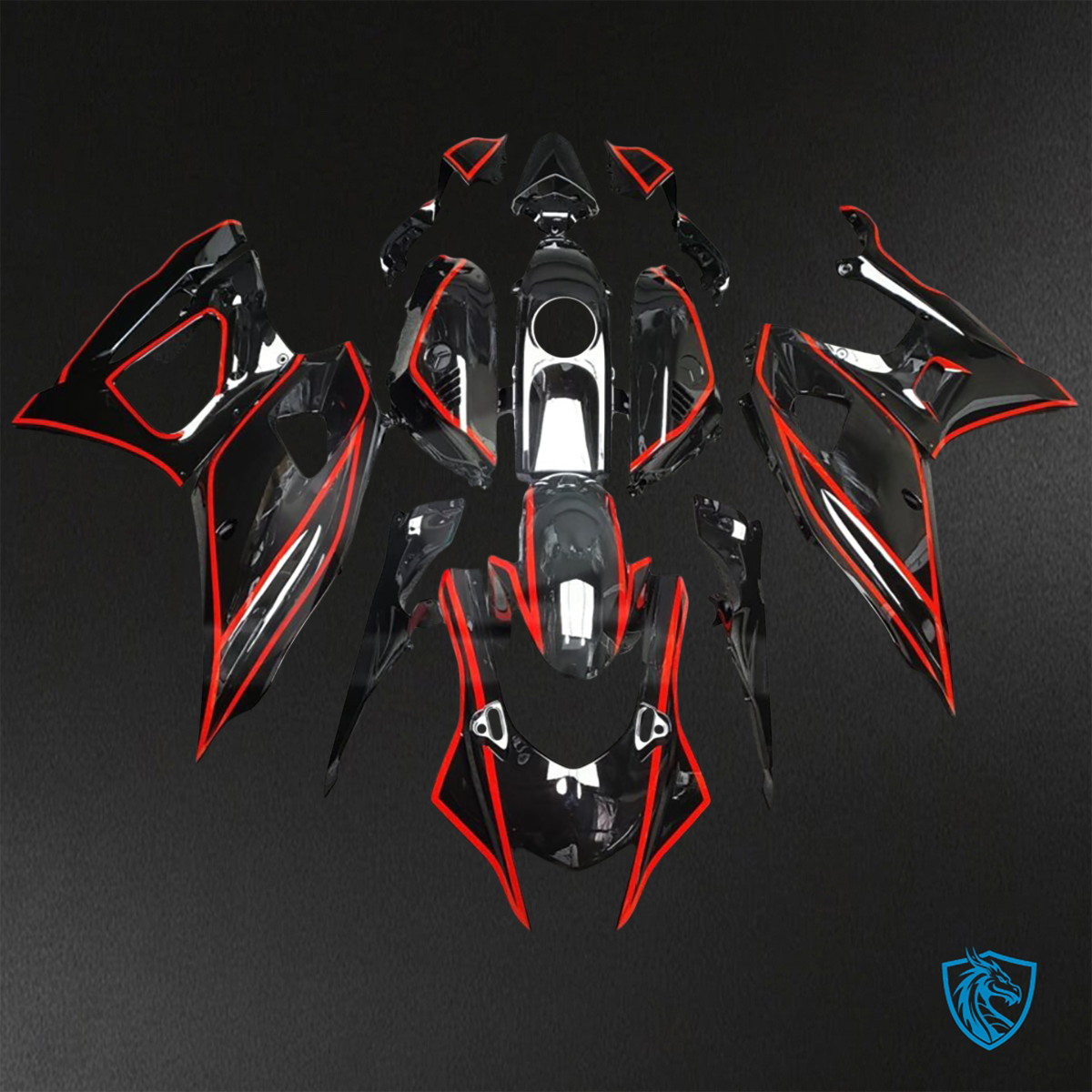 Yamaha R7 (2021-2025) Gloss Black & Red Lines ABS Bodywork - Fairings Kit