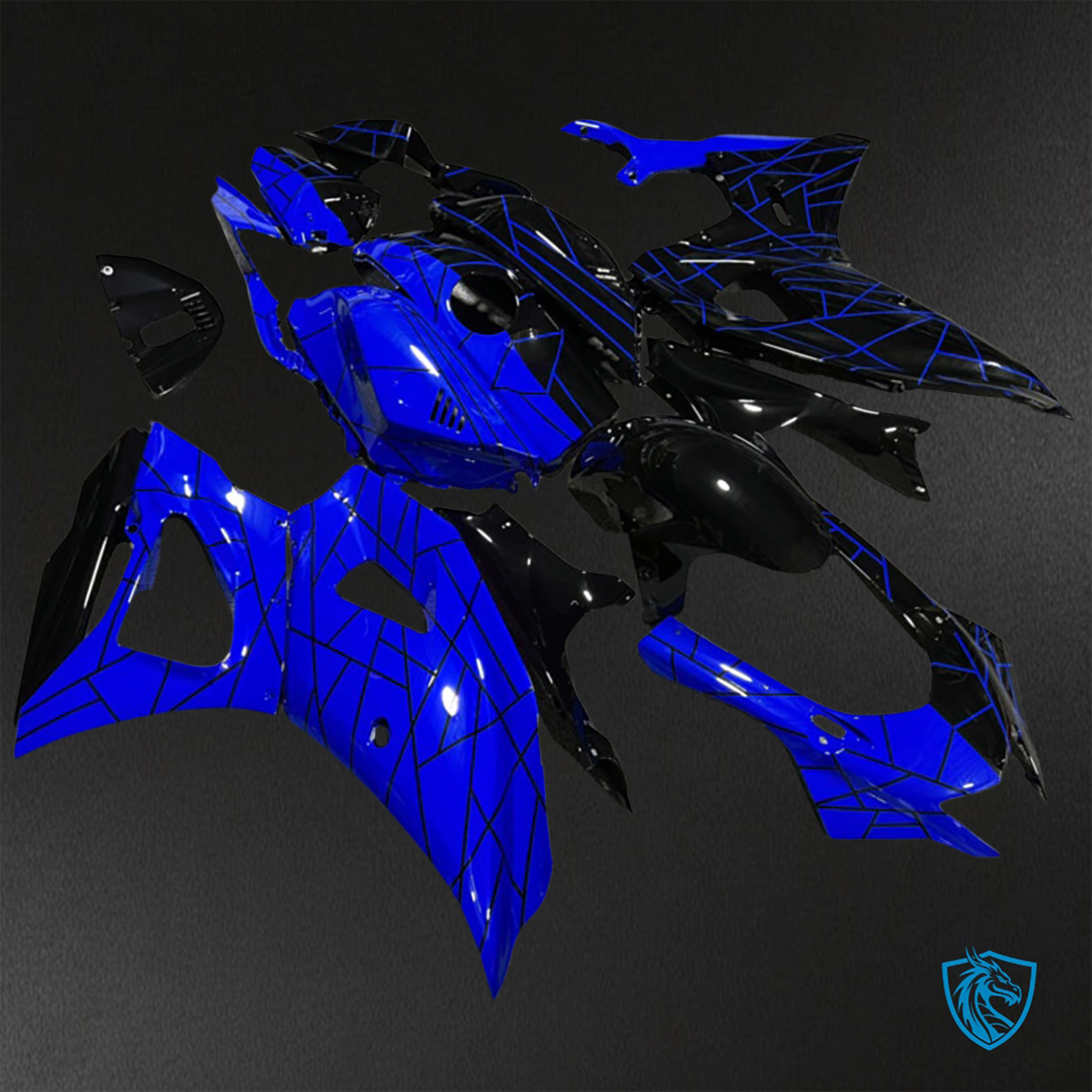 Yamaha R7 (2021-2025) Gloss Blue & Black Split Fairings Kit - Aftermarket ABS Bodywork