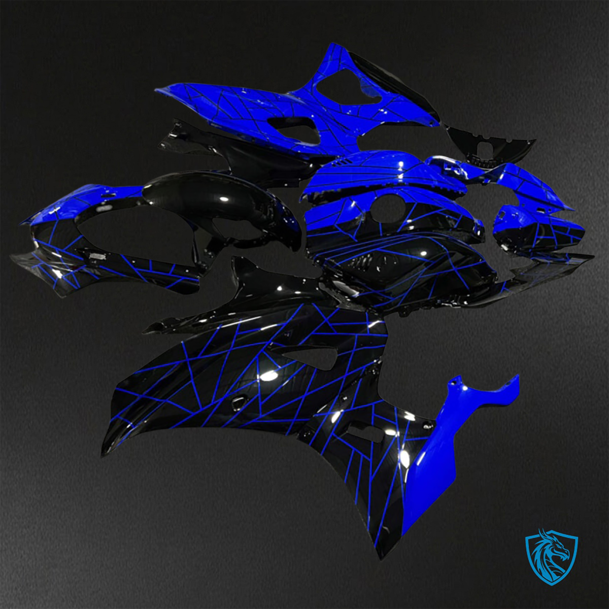 Yamaha R7 (2021-2025) Gloss Blue & Black Split Fairings Kit - Aftermarket ABS Bodywork