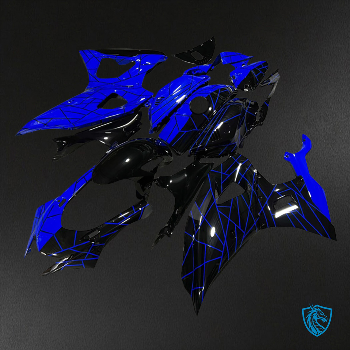 Yamaha R7 (2021-2025) Gloss Blue & Black Split Fairings Kit - Aftermarket ABS Bodywork